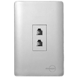 Conjunto Jack Duplo RJ11 Telefone 4x2 - Novara Especiais Prata
